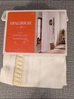Opalhouse Cream Curtain Panel with Decorative Fringe Lace